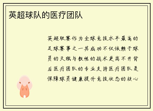 英超球队的医疗团队