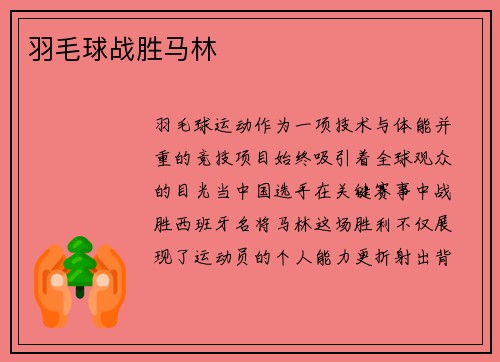 羽毛球战胜马林